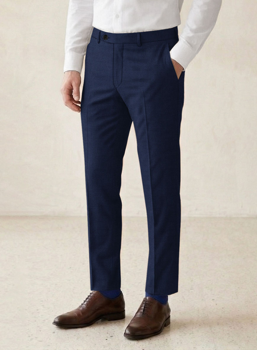Scabal Regal Blue Wool Pants - StudioSuits