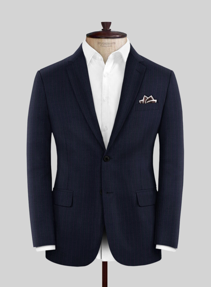 Scabal Rejo Stripe Blue Wool Suit - StudioSuits