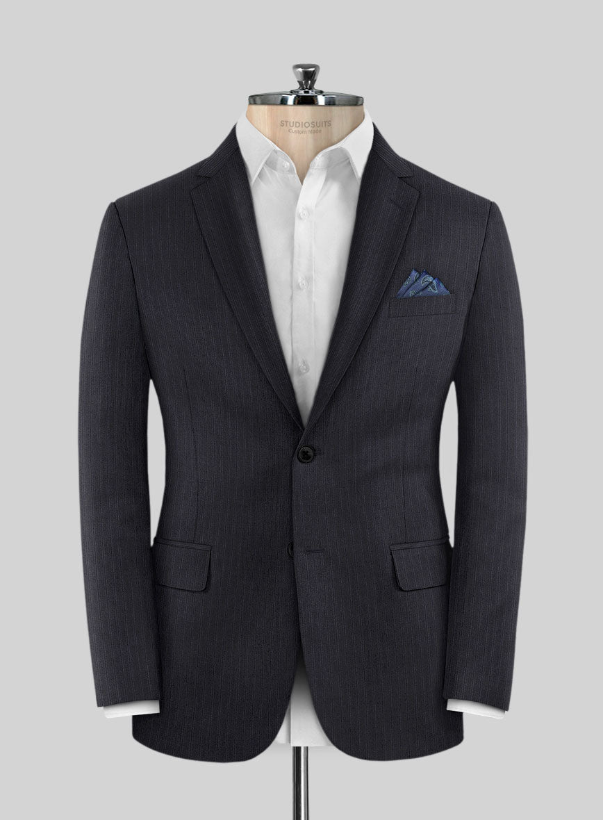 Scabal Rioli Stripe Blue Wool Suit - StudioSuits