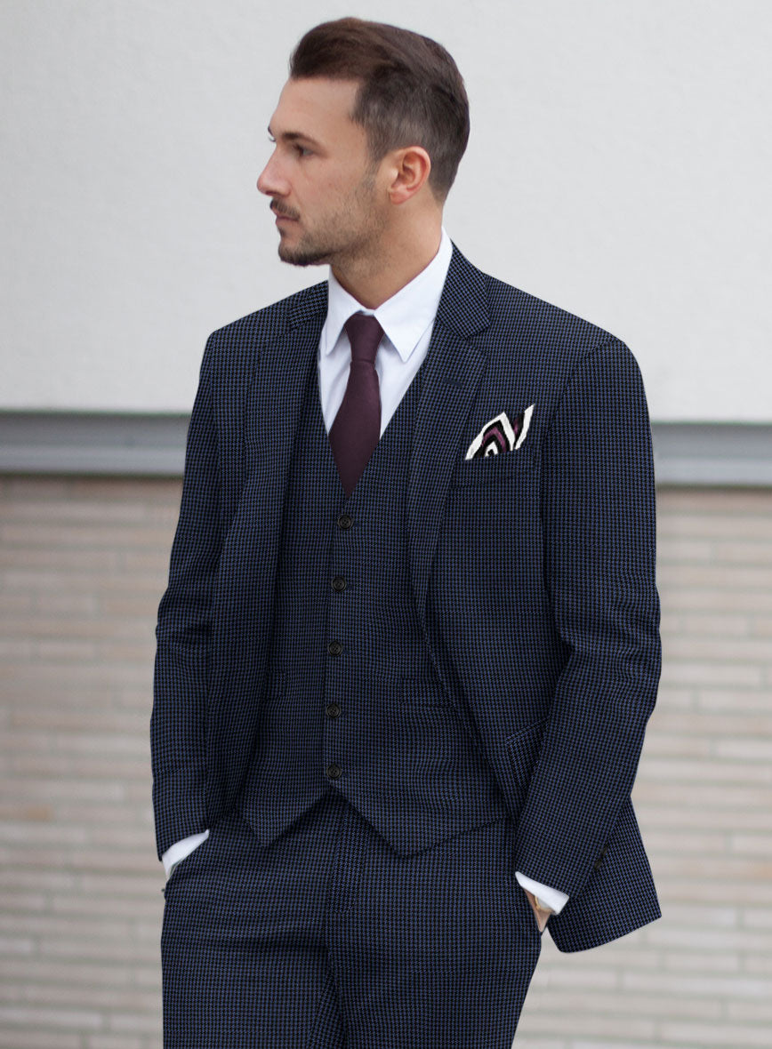 Scabal Rodol Houndstooth Blue Wool Jacket - StudioSuits