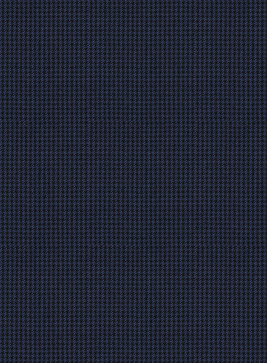Scabal Rodol Houndstooth Blue Wool Pants - StudioSuits