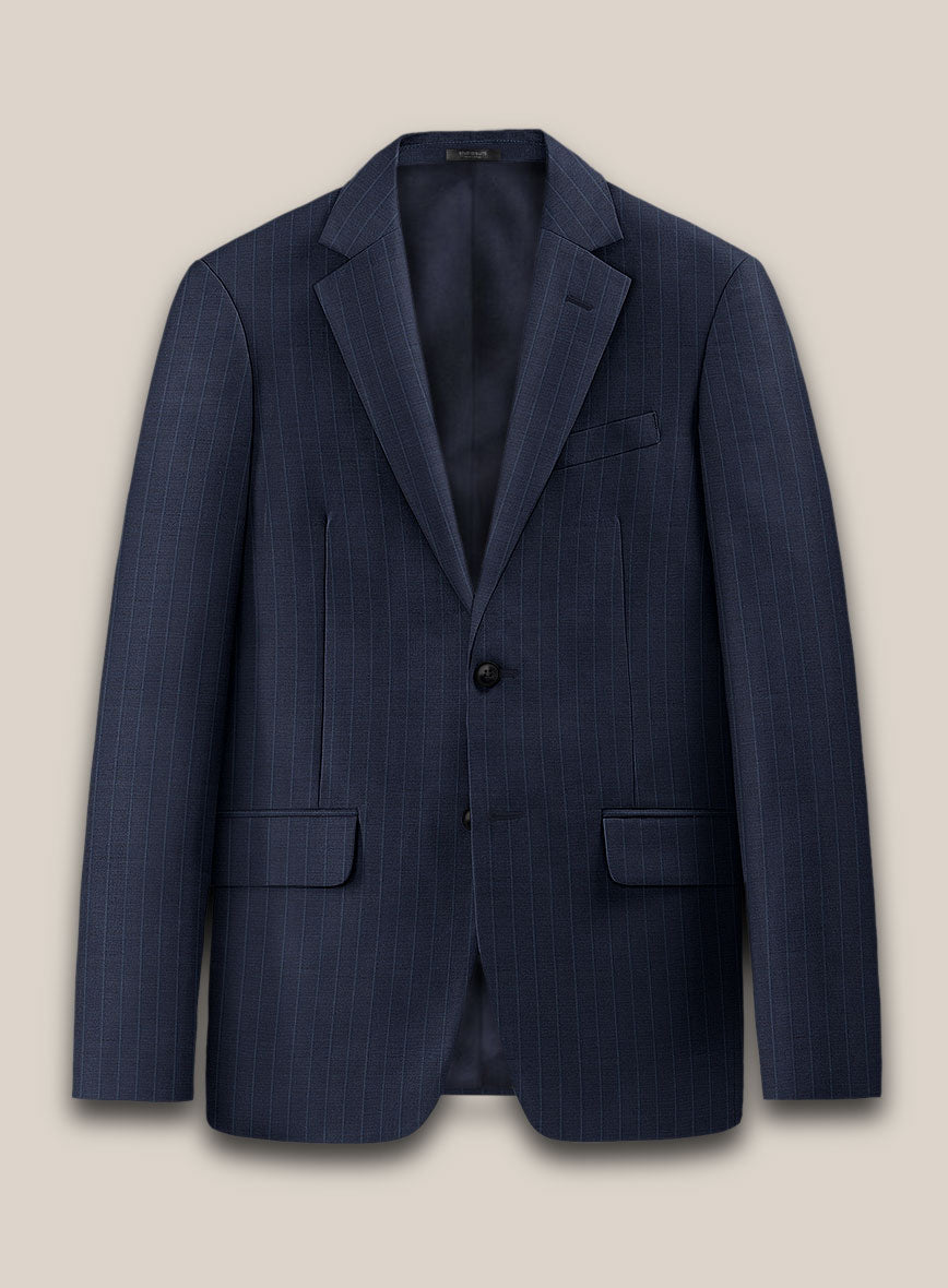 Scabal Rolan Stripe Blue Wool Jacket - StudioSuits
