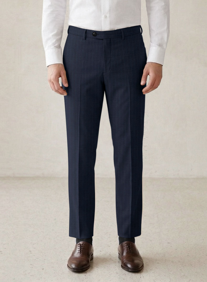 Scabal Rolan Stripe Blue Wool Suit - StudioSuits