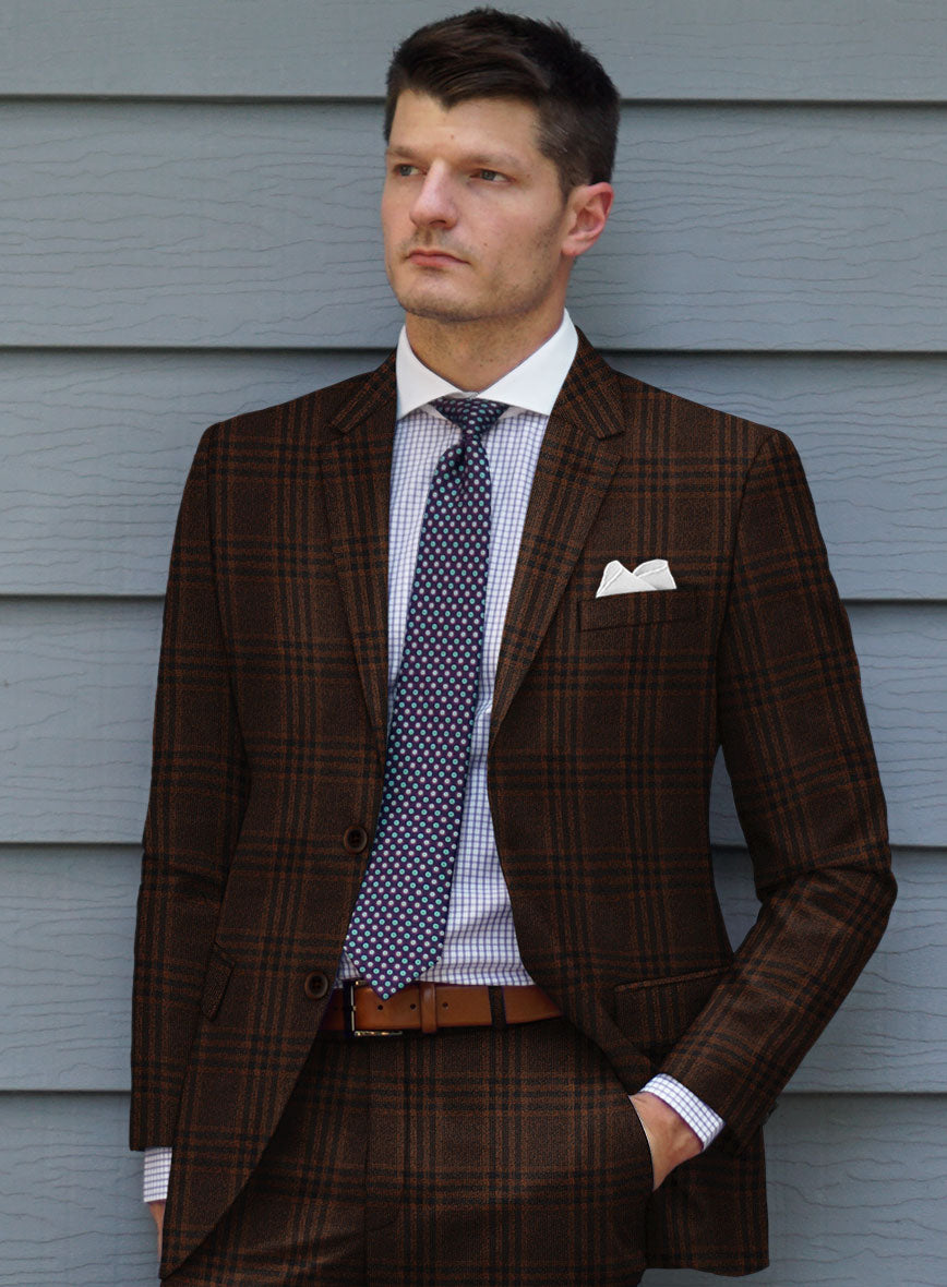 Scabal Rust Checks Wool Jacket - StudioSuits