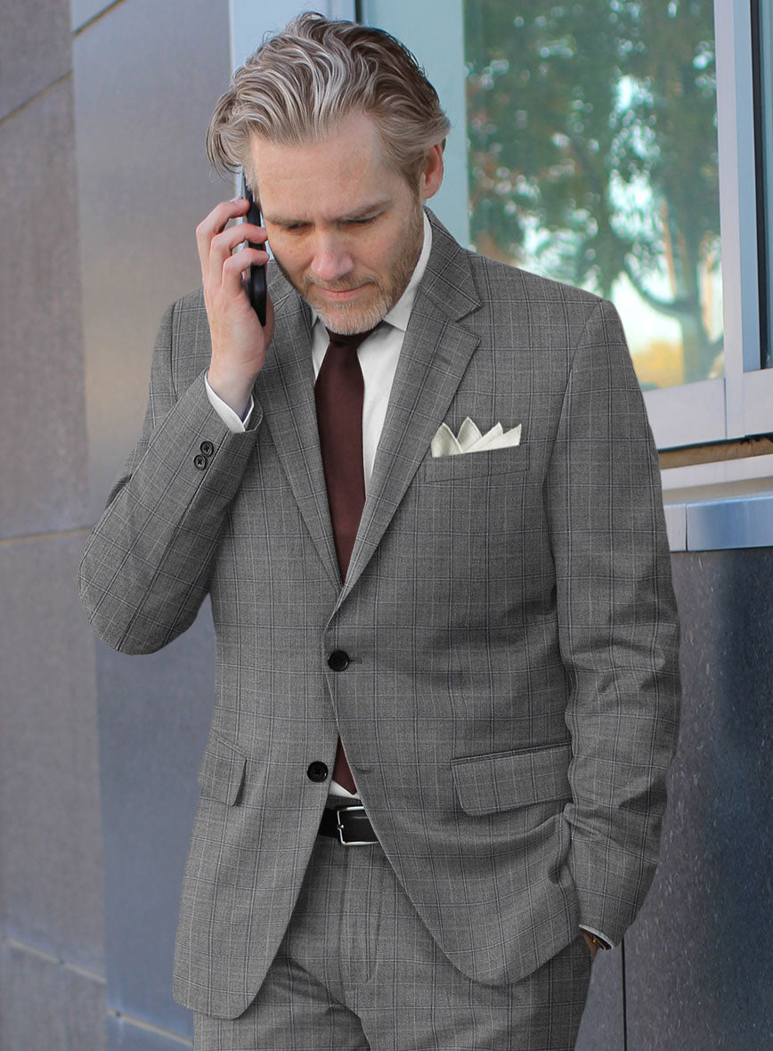 Scabal Sabo Checks Gray Wool Suit - StudioSuits