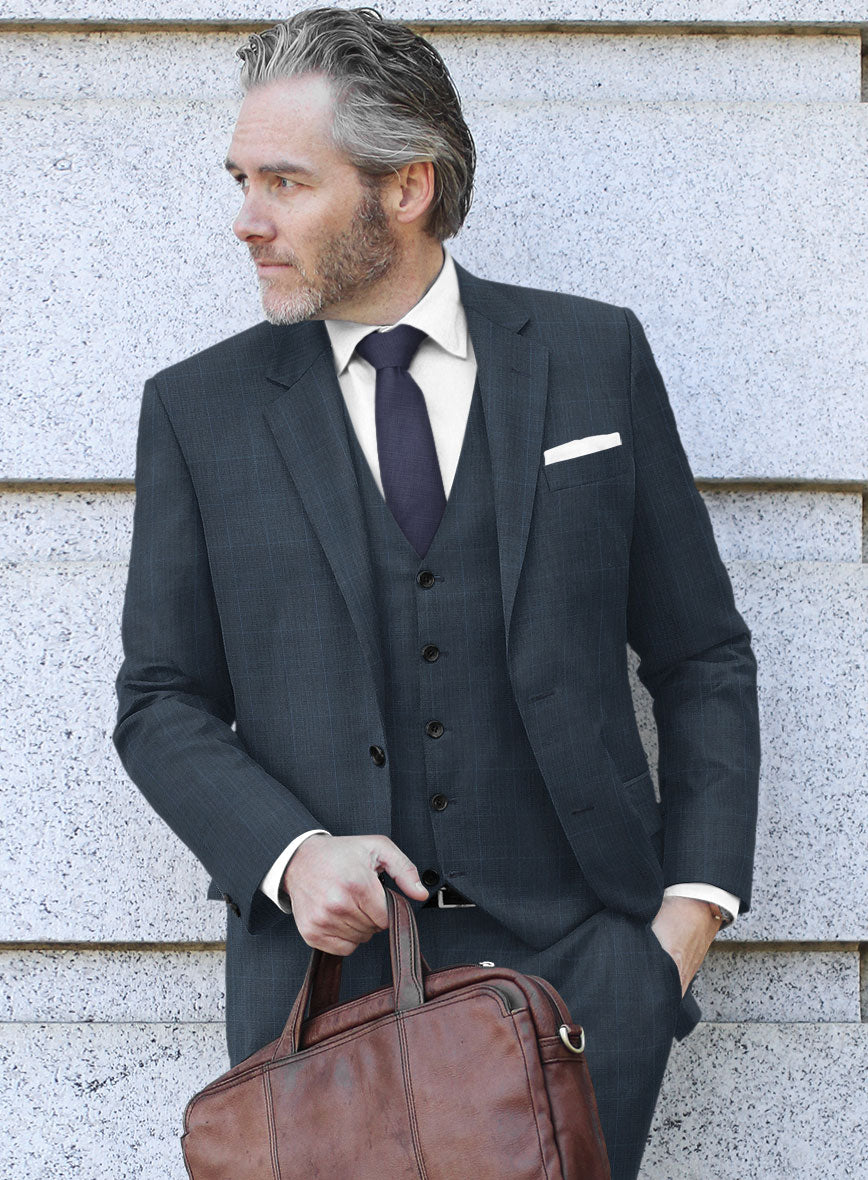 Scabal Sanco Checks Blue Wool Jacket - StudioSuits