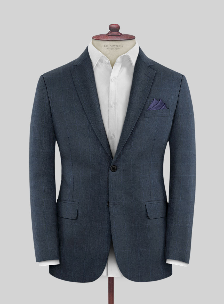 Scabal Sanco Checks Blue Wool Suit - StudioSuits