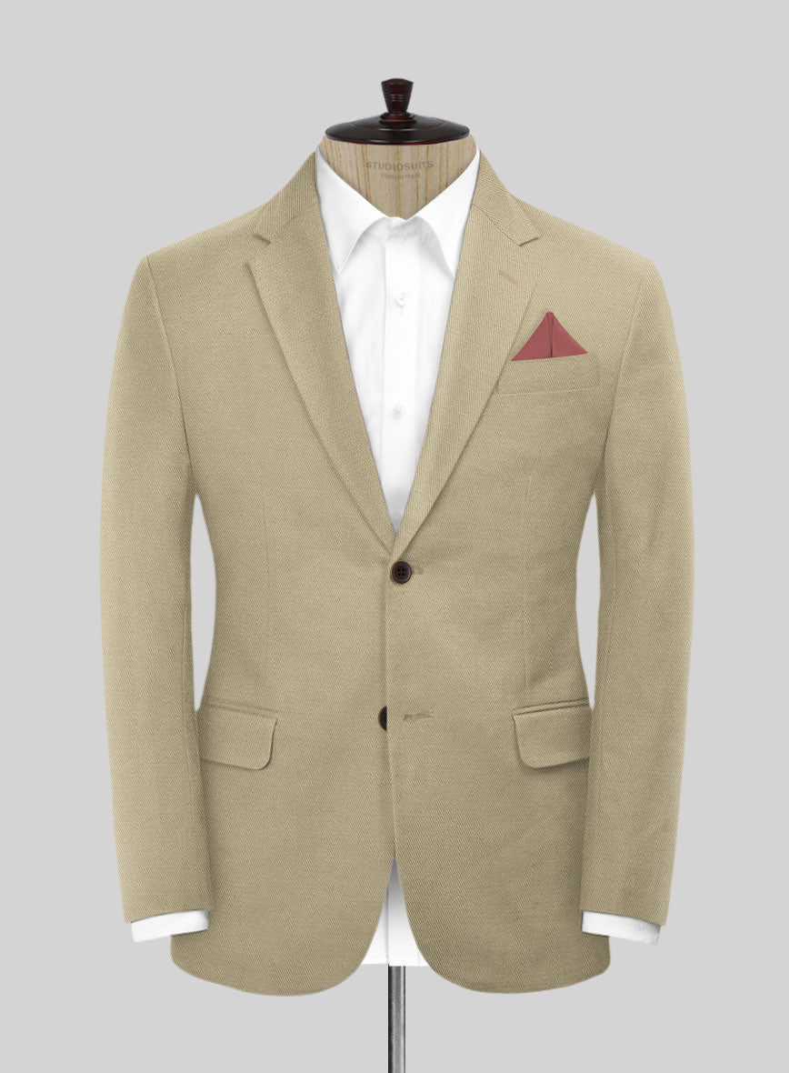 Scabal Sand Beige Cotton Stretch Jacket - StudioSuits