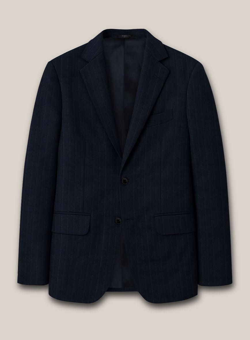 Scabal Sapphire Beaded Stripe Blue Wool Jacket - StudioSuits