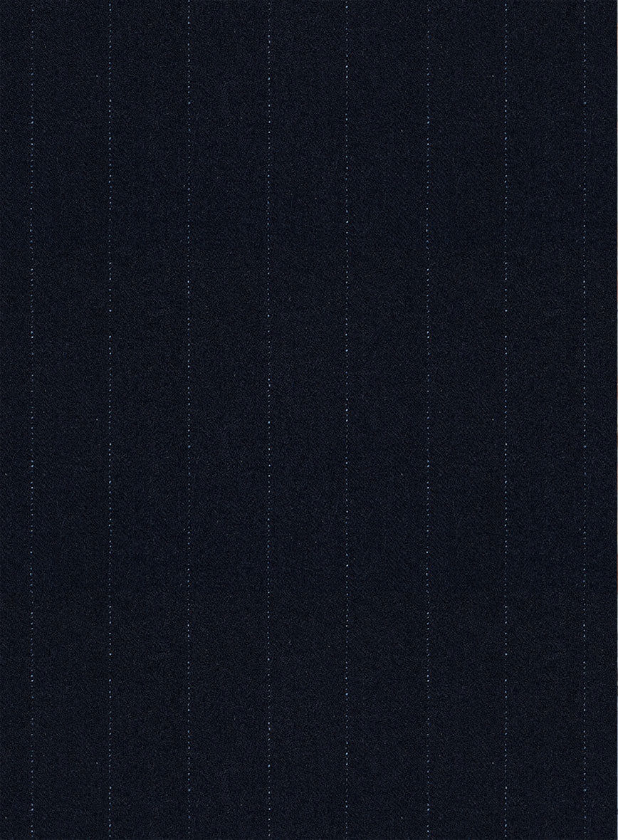 Scabal Sapphire Beaded Stripe Blue Wool Pants - StudioSuits