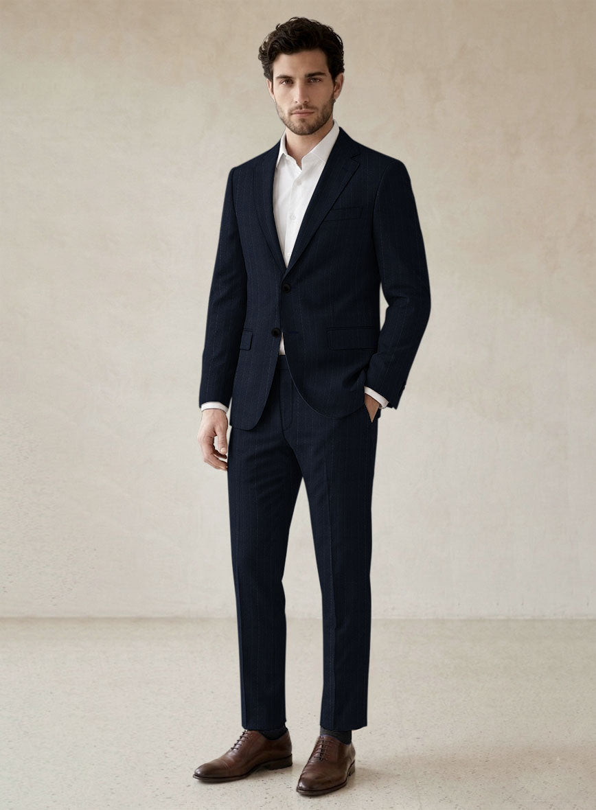 Scabal Sapphire Beaded Stripe Blue Wool Suit - StudioSuits