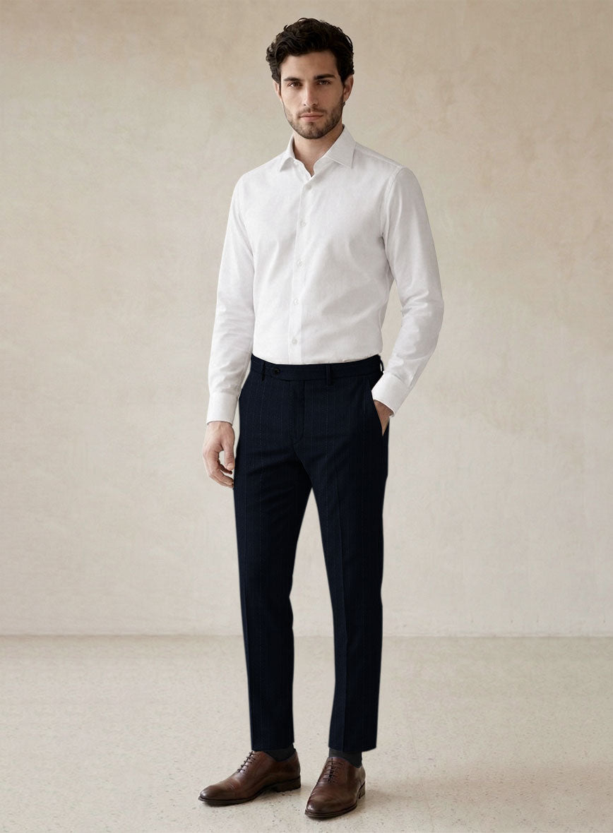 Scabal Sapphire Beaded Stripe Blue Wool Suit - StudioSuits