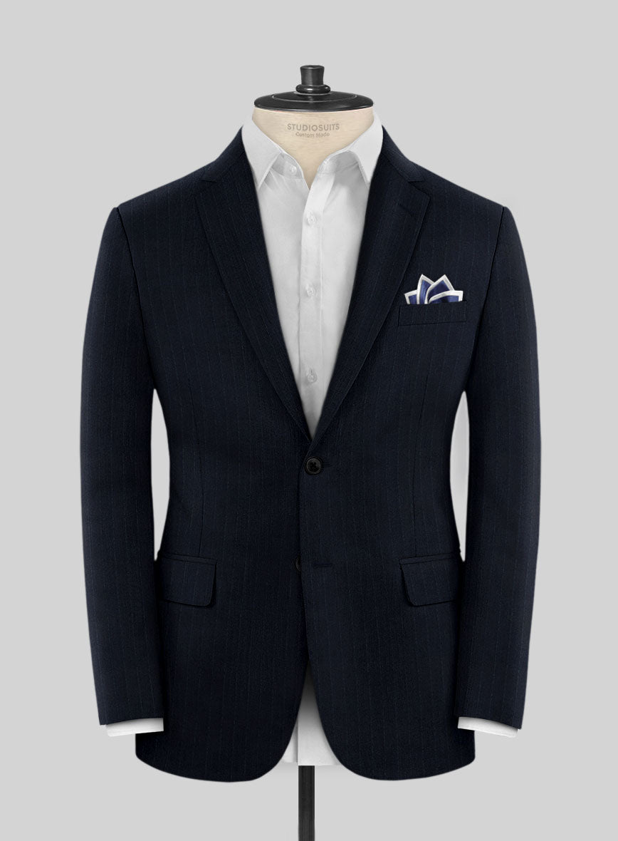 Scabal Sapphire Beaded Stripe Blue Wool Suit - StudioSuits