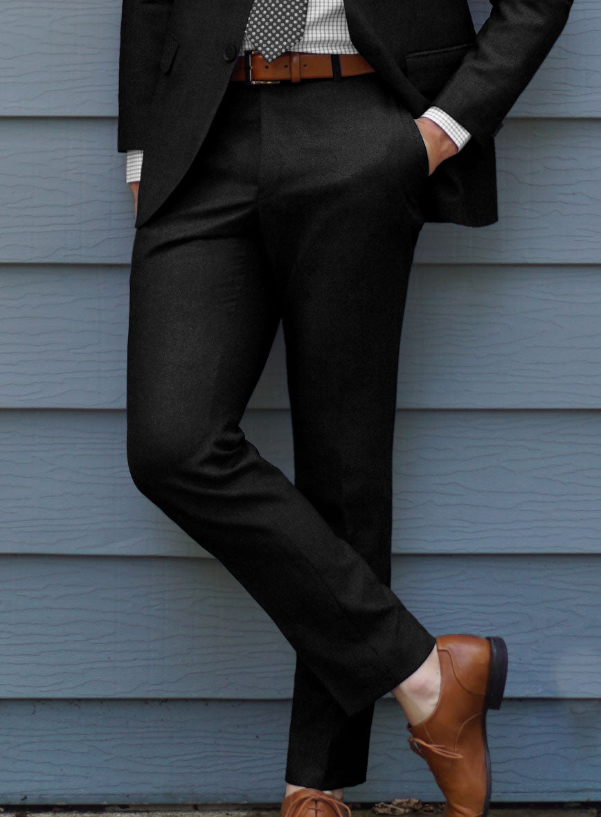 Scabal Sapphire Black Wool Pants - StudioSuits