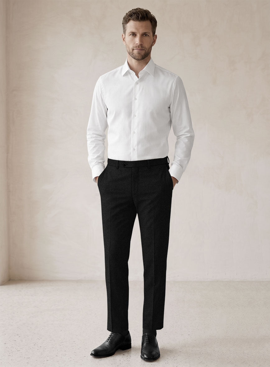 Scabal Sapphire Black Wool Pants - StudioSuits
