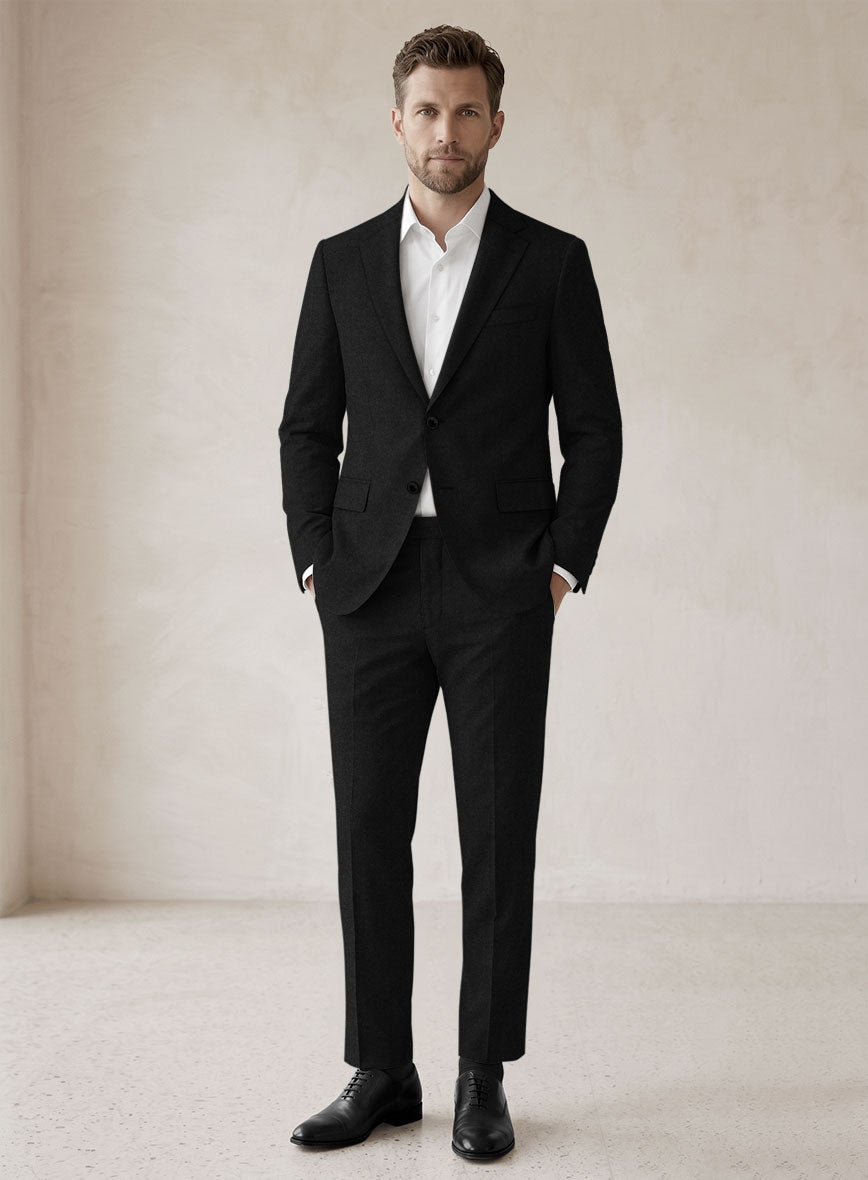 Scabal Sapphire Black Wool Suit - StudioSuits