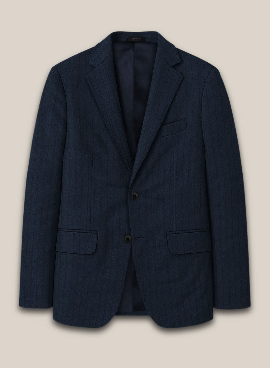 Scabal Sapphire Chalkstripe Blue Wool Jacket - StudioSuits