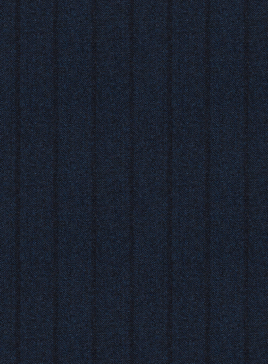 Scabal Sapphire Chalkstripe Blue Wool Pants - StudioSuits