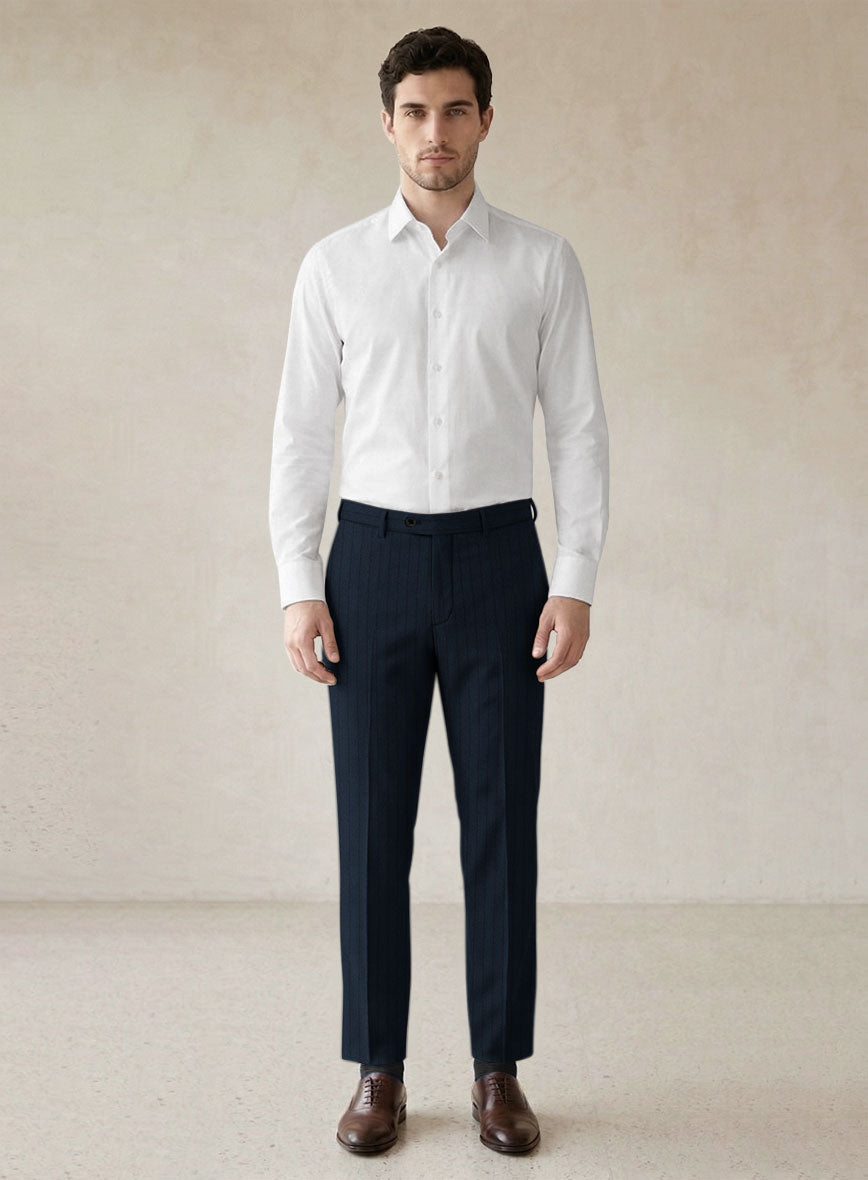 Scabal Sapphire Chalkstripe Blue Wool Suit - StudioSuits