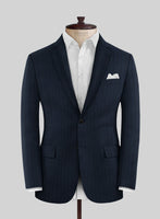 Scabal Sapphire Chalkstripe Blue Wool Suit - StudioSuits