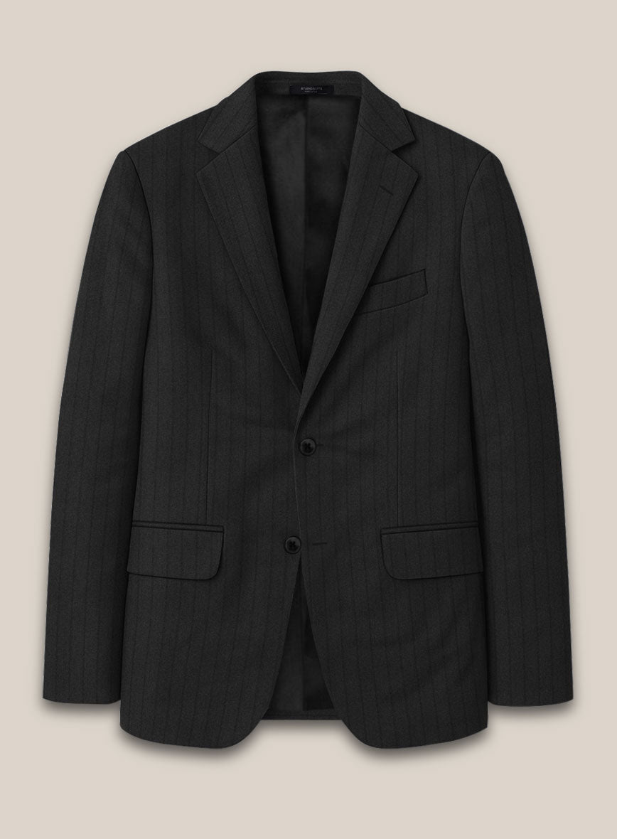Scabal Sapphire Chalkstripe Gray Wool Jacket - StudioSuits
