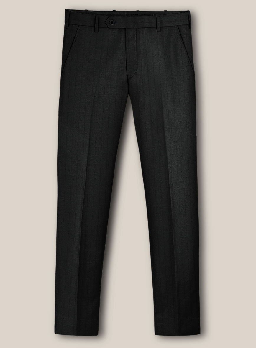 Scabal Sapphire Chalkstripe Gray Wool Pants - StudioSuits