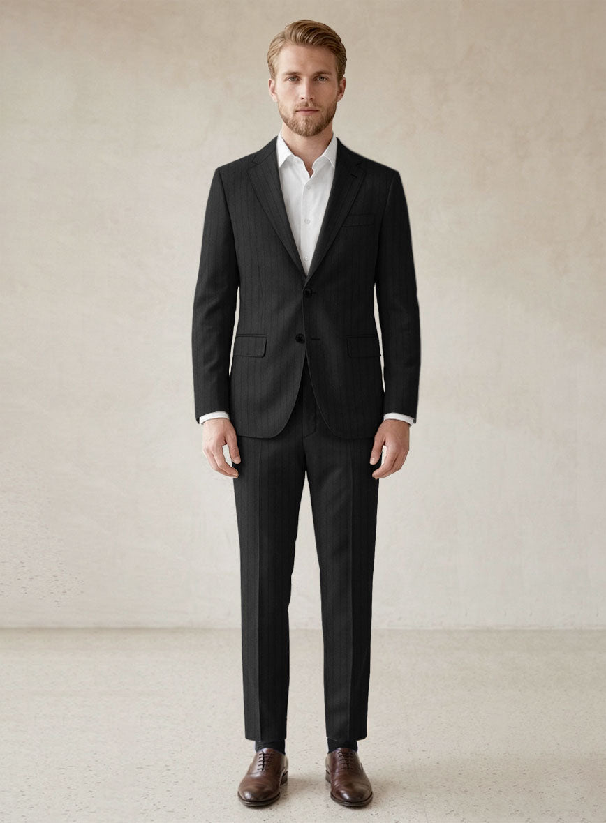 Scabal Sapphire Chalkstripe Gray Wool Suit - StudioSuits
