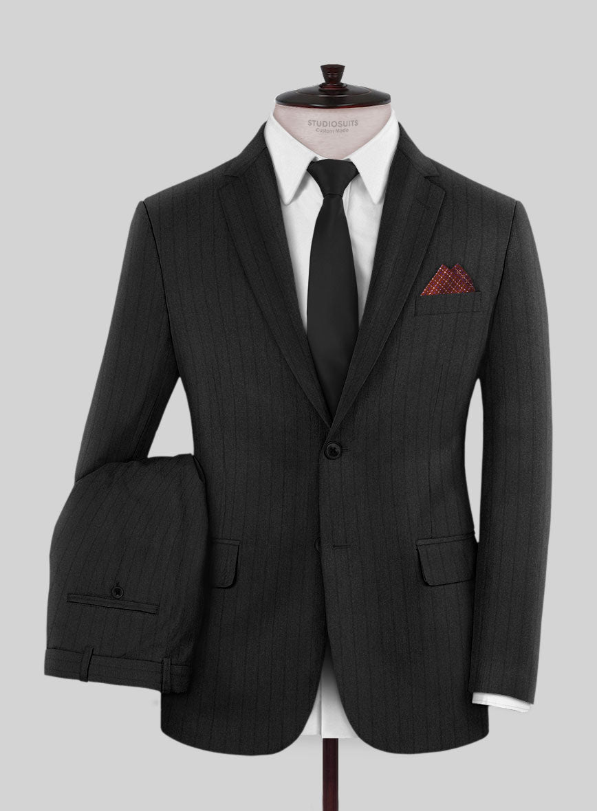 Scabal Sapphire Chalkstripe Gray Wool Suit - StudioSuits