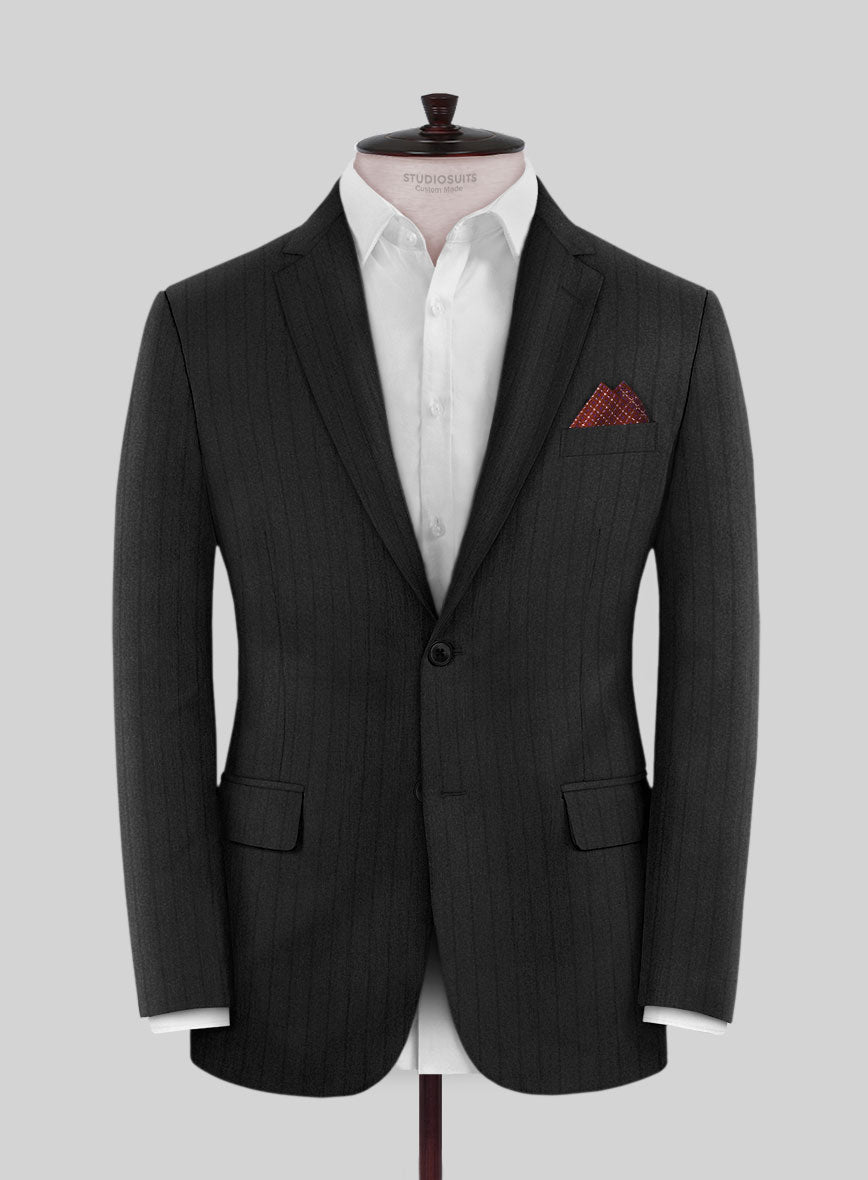 Scabal Sapphire Chalkstripe Gray Wool Suit - StudioSuits