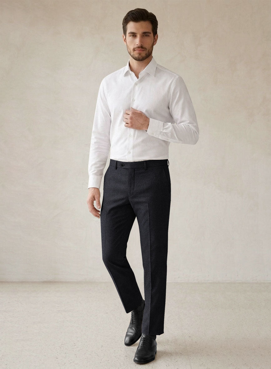 Scabal Sapphire Dark Gray Wool Pants - StudioSuits