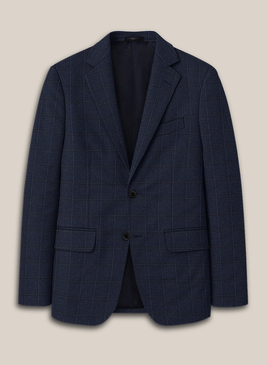 Scabal Sapphire Glen Blue Wool Jacket - StudioSuits