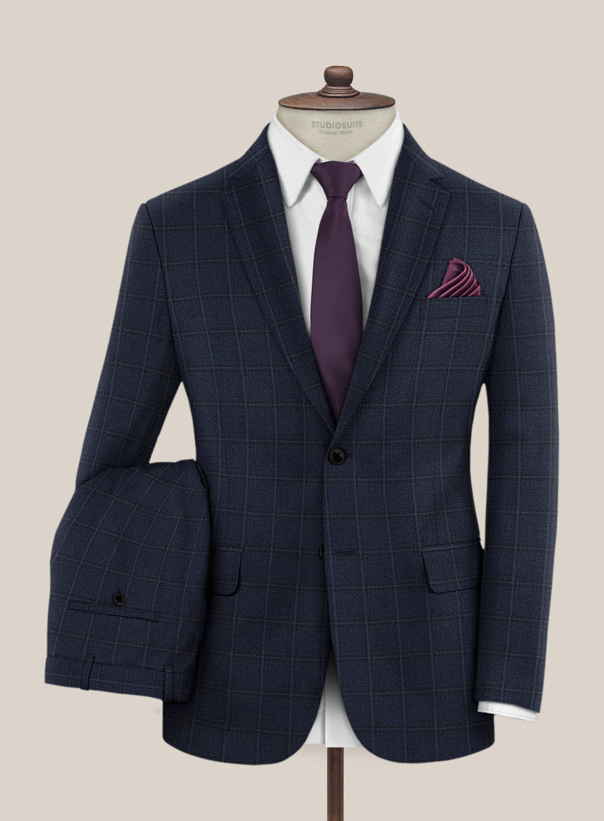 Scabal Sapphire Glen Blue Wool Suit - StudioSuits