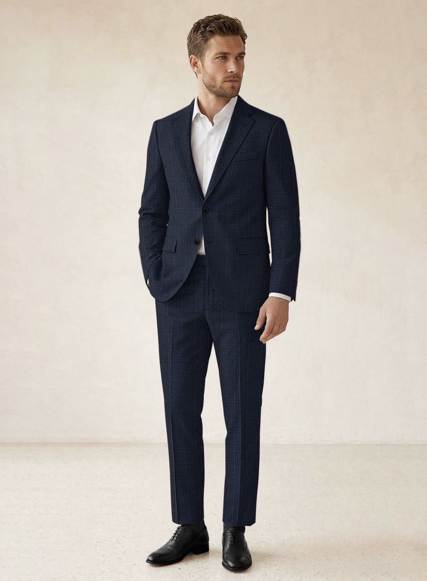 Scabal Sapphire Glen Blue Wool Suit - StudioSuits