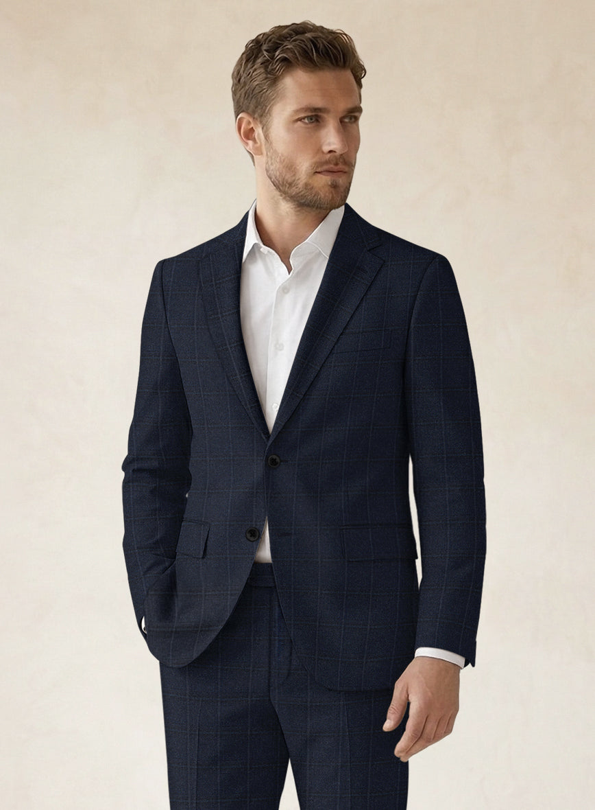 Scabal Sapphire Glen Blue Wool Suit - StudioSuits