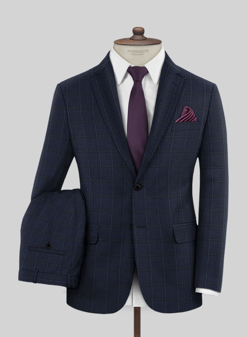 Scabal Sapphire Glen Blue Wool Suit - StudioSuits