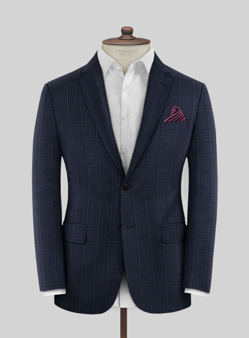 Scabal Sapphire Glen Blue Wool Suit - StudioSuits