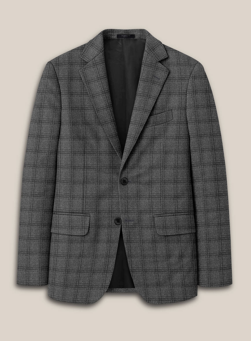 Scabal Sapphire Glen Gray Wool Jacket - StudioSuits