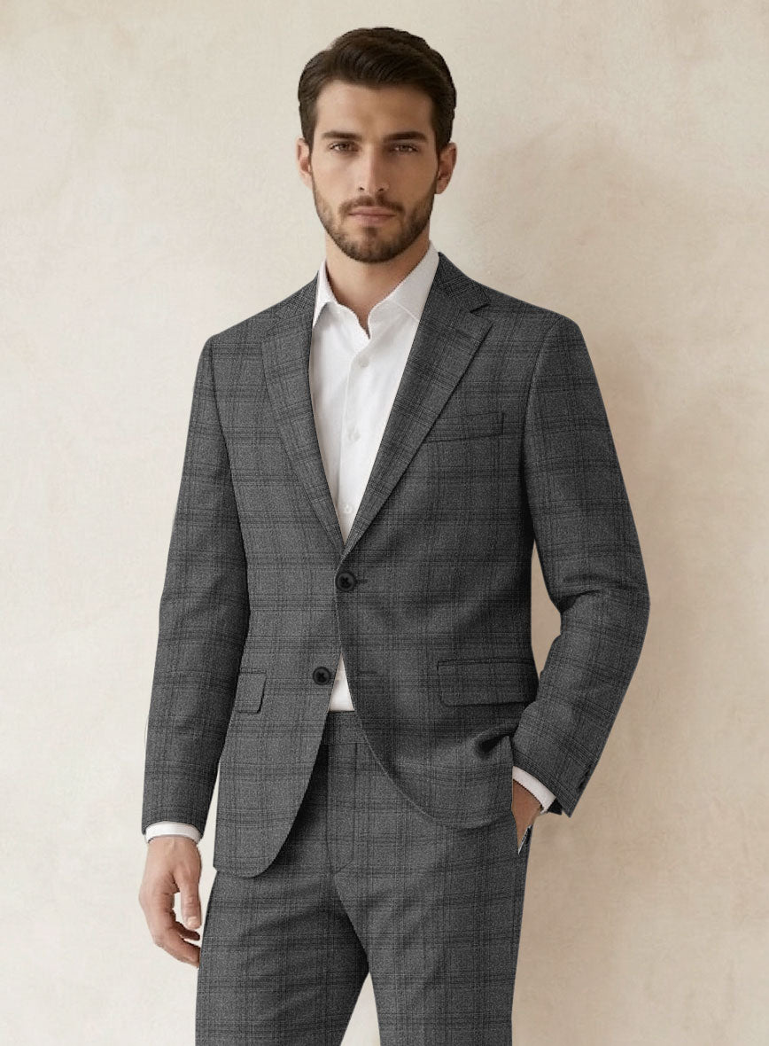 Scabal Sapphire Glen Gray Wool Jacket - StudioSuits