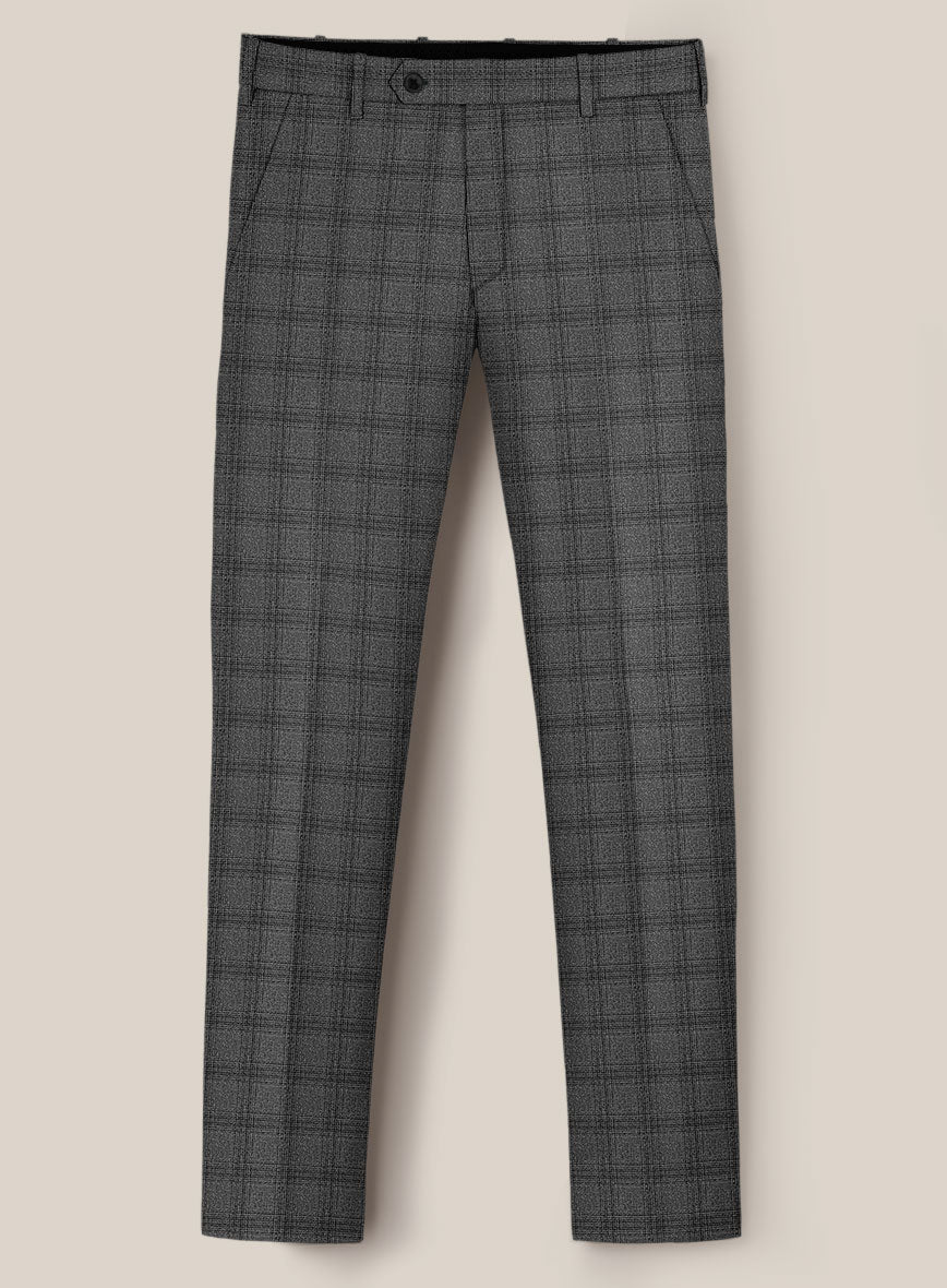 Scabal Sapphire Glen Gray Wool Pants - StudioSuits