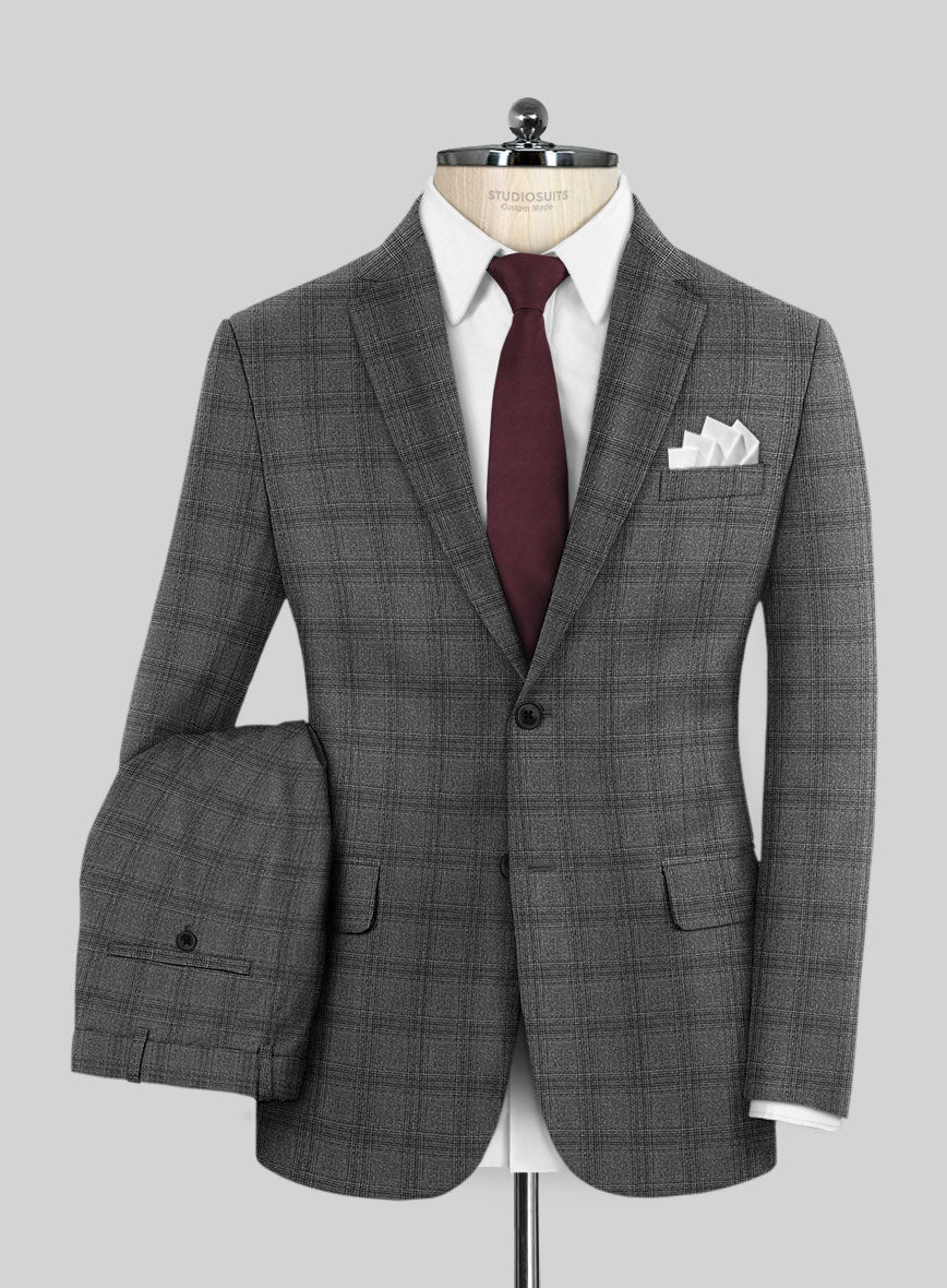 Scabal Sapphire Glen Gray Wool Suit - StudioSuits