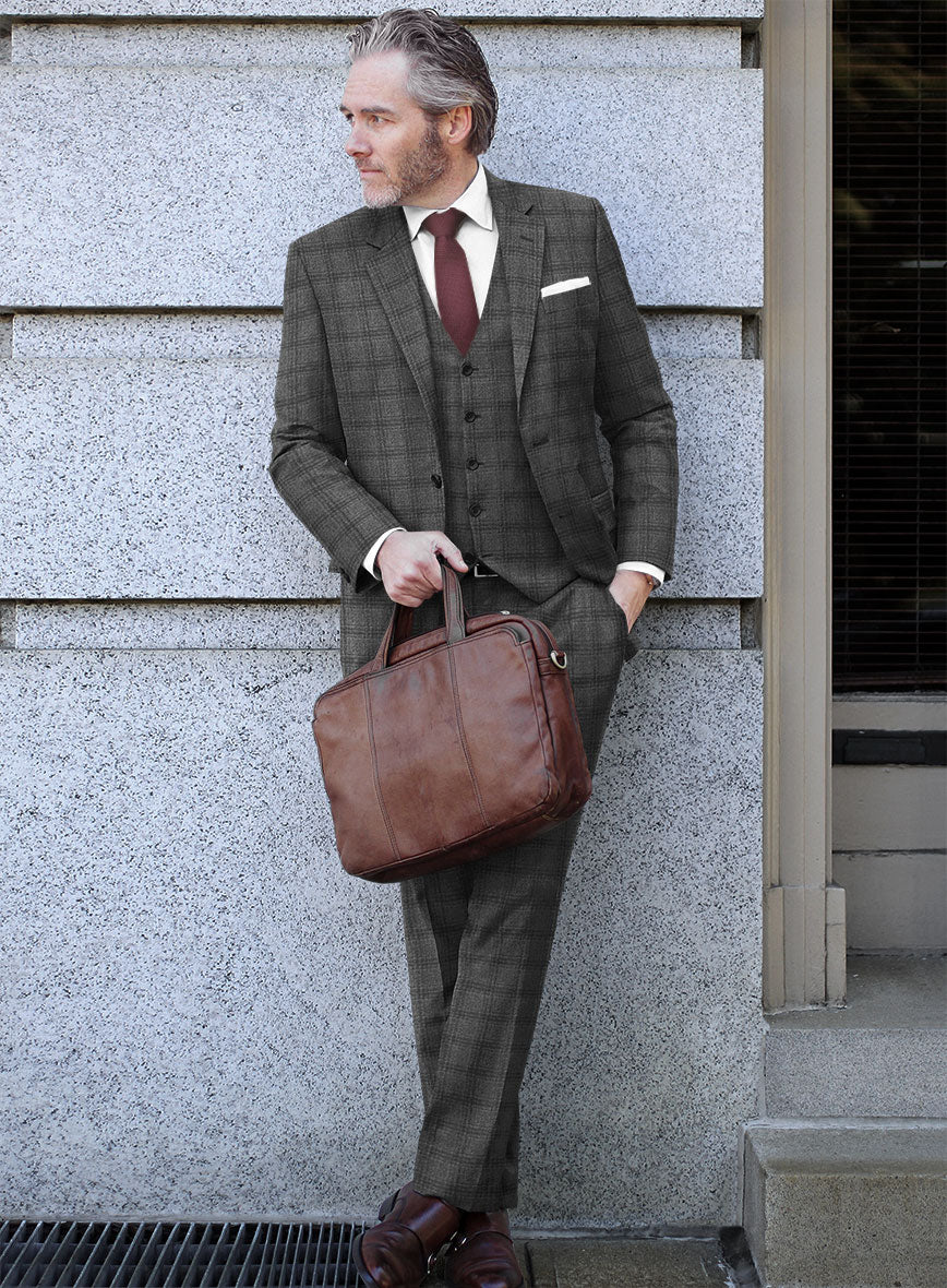 Scabal Sapphire Glen Gray Wool Suit - StudioSuits