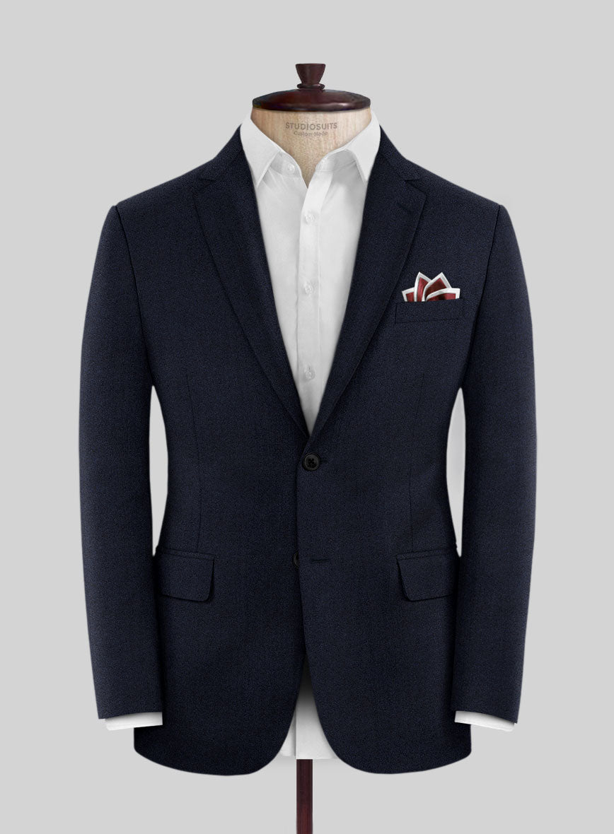 Scabal Sapphire Herringbone Blue Wool Jacket - StudioSuits
