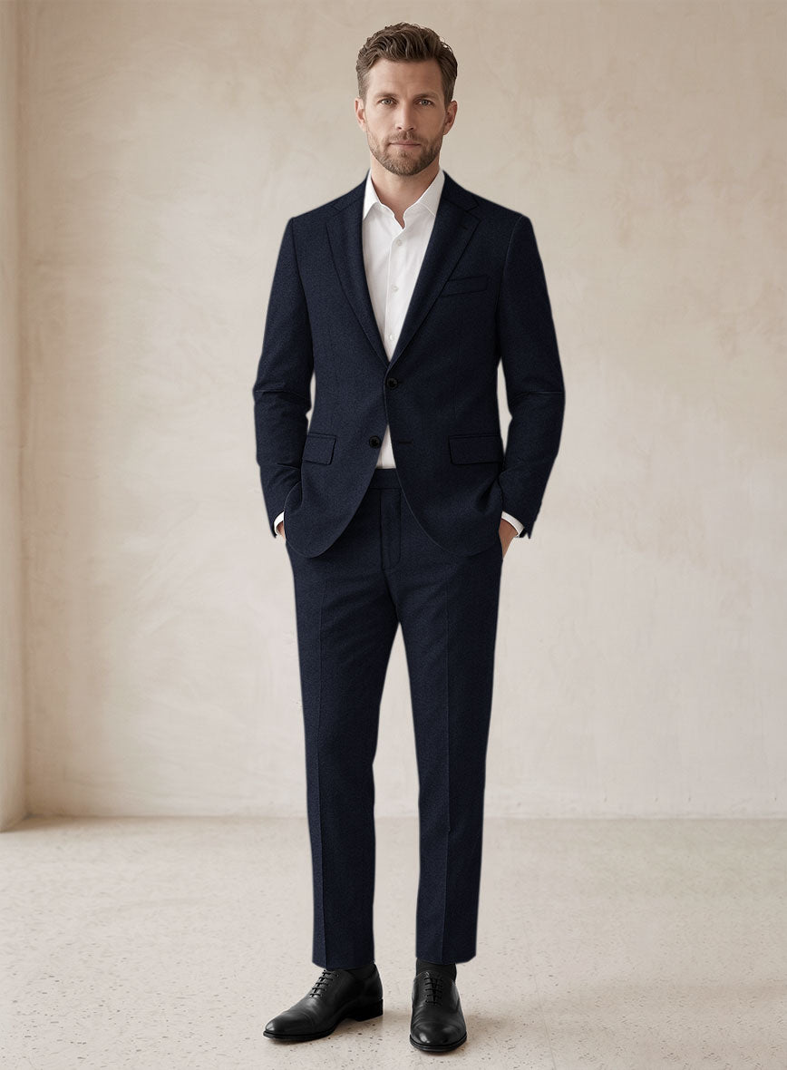 Scabal Sapphire Herringbone Blue Wool Suit - StudioSuits