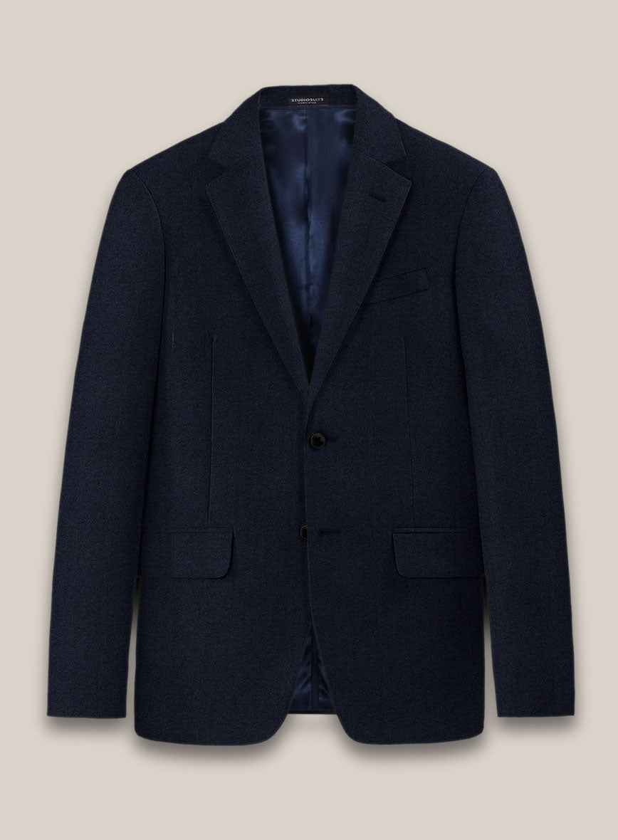 Scabal Sapphire Herringbone Blue Wool Jacket - StudioSuits