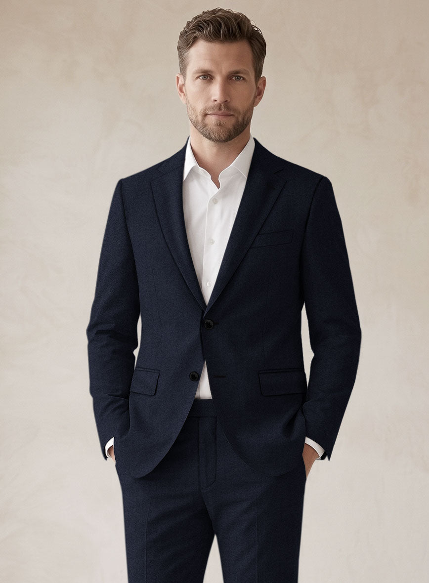Scabal Sapphire Herringbone Blue Wool Jacket - StudioSuits