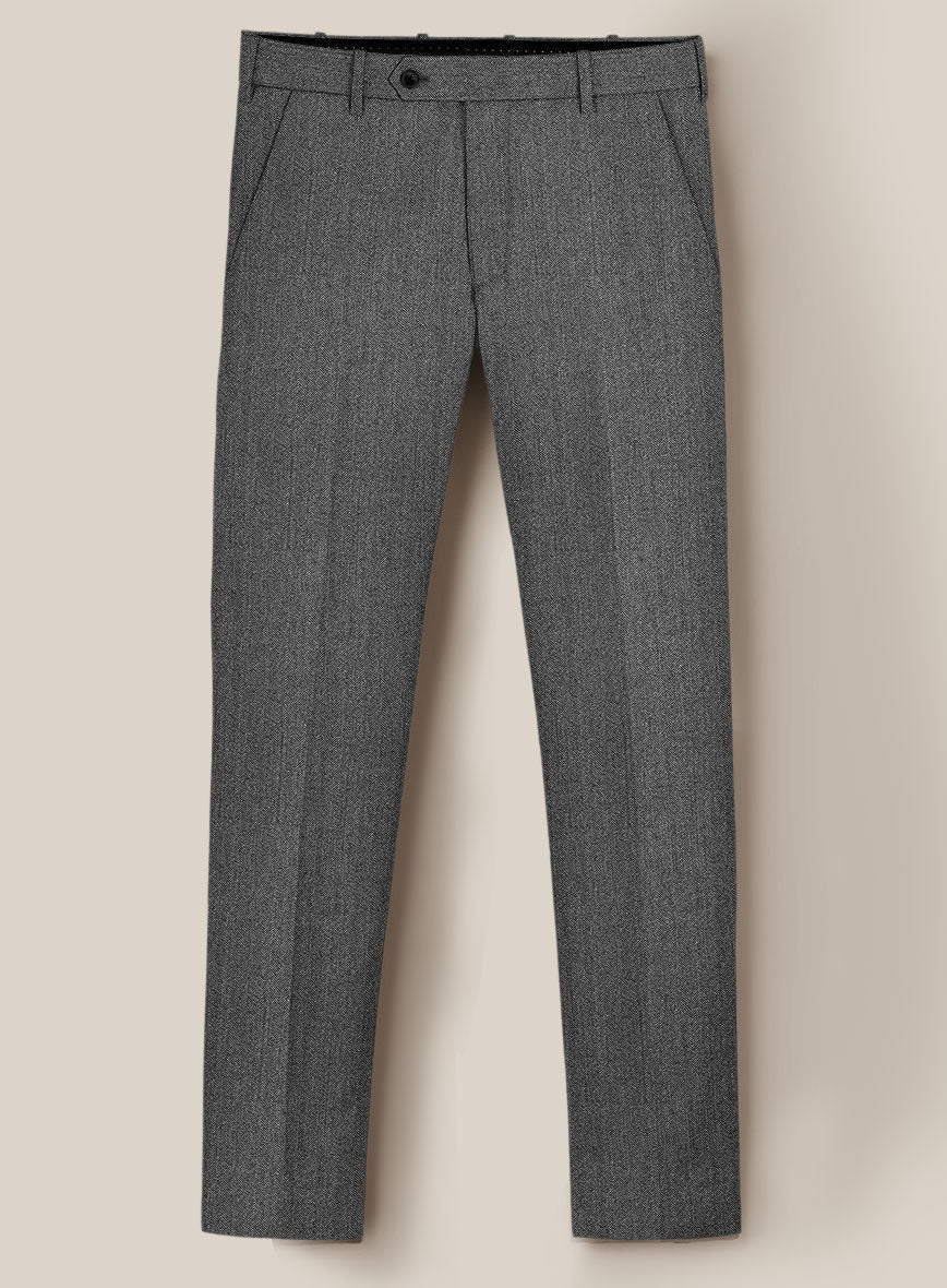 Scabal Sapphire Herringbone Gray Wool Suit - StudioSuits