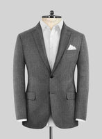 Scabal Sapphire Herringbone Gray Wool Suit - StudioSuits