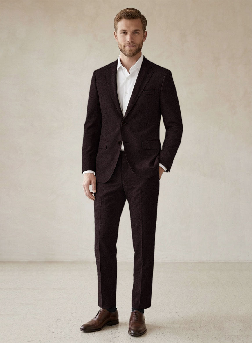 Scabal Sapphire Herringbone Wine Wool Suit - StudioSuits