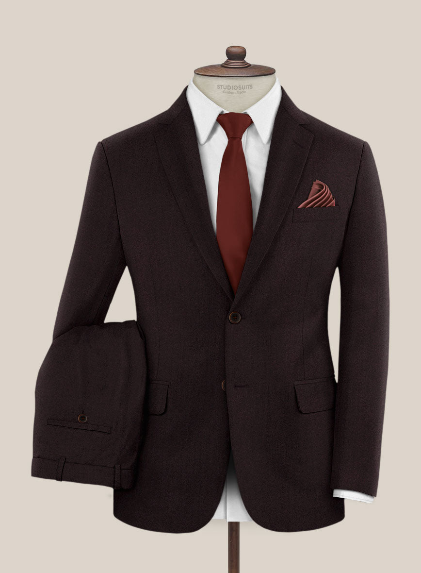 Scabal Sapphire Herringbone Wine Wool Suit - StudioSuits