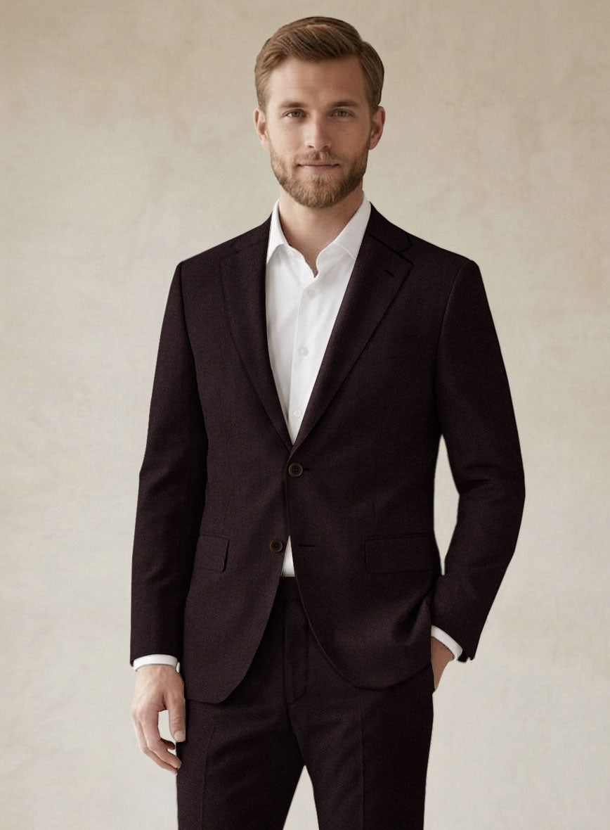 Scabal Sapphire Herringbone Wine Wool Jacket - StudioSuits